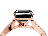 Rose gold Fancy Black Asscher Cut Diamond Solitaire Engagement Ring with Twisted Pavé Band and Four-Prong Setting_28