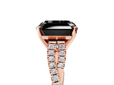 Rose gold Fancy Black Asscher Cut Diamond Solitaire Engagement Ring with Twisted Pavé Band and Four-Prong Setting_29