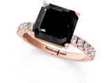 Rose gold Fancy Black Asscher Cut Diamond Solitaire Pavé Band with Four-Prong Setting_1