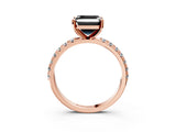 Rose gold Fancy Black Asscher Cut Diamond Solitaire Pavé Band with Four-Prong Setting_3