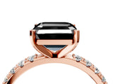 Rose gold Fancy Black Asscher Cut Diamond Solitaire Pavé Band with Four-Prong Setting_4