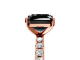 Rose gold Fancy Black Asscher Cut Diamond Solitaire Pavé Band with Four-Prong Setting_5