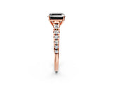Rose gold Fancy Black Asscher Cut Diamond Solitaire Ring with Cathedral Setting and Pavé Band_2