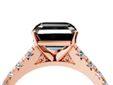 Rose gold Fancy Black Asscher Cut Diamond Solitaire Ring with Cathedral Setting and Pavé Band_4