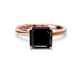 Rose gold Fancy Black Asscher Cut Diamond Solitaire Ring with Classic Band and Four-Prong Setting