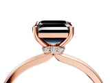 Rose gold Fancy Black Asscher Cut Diamond Solitaire Ring with Classic Band and Four-Prong Setting_4