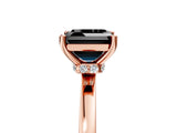 Rose gold Fancy Black Asscher Cut Diamond Solitaire Ring with Classic Band and Four-Prong Setting_5