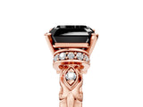 Rose gold Fancy Black Asscher Cut Diamond Solitaire Ring with Filigree Band and Four-Prong Setting_5