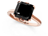 Rose gold Fancy Black Asscher Cut Diamond Solitaire Ring with Flower Prong Setting and Classic Band_13