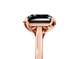 Rose gold Fancy Black Asscher Cut Diamond Solitaire Ring with Flower Prong Setting and Classic Band_17