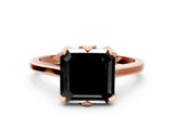 Rose gold Fancy Black Asscher Cut Diamond Solitaire Ring with Flower Prong Setting and Classic Band_36