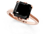 Rose gold Fancy Black Asscher Cut Diamond Solitaire Ring with Flower Prong Setting and Classic Band_37
