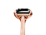 Rose gold Fancy Black Asscher Cut Diamond Solitaire Ring with Flower Prong Setting and Classic Band_41