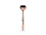 Rose gold Fancy Black Asscher Cut Diamond Solitaire Ring with Four-Prong Setting and Pavé Band_5