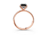 Rose gold Fancy Black Asscher Cut Diamond Solitaire Ring with Four-Prong Setting and Pavé Band_6