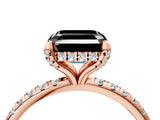 Rose gold Fancy Black Asscher Cut Diamond Solitaire Ring with Four-Prong Setting and Pavé Band_7
