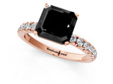 Rose gold Fancy Black Asscher Cut Diamond Solitaire Ring with Pavé Accents and Four-Prong Setting_1
