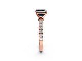 Rose gold Fancy Black Asscher Cut Diamond Solitaire Ring with Pavé Accents and Four-Prong Setting_2