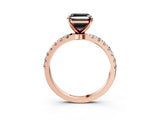 Rose gold Fancy Black Asscher Cut Diamond Solitaire Ring with Pavé Accents and Four-Prong Setting_3
