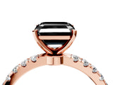 Rose gold Fancy Black Asscher Cut Diamond Solitaire Ring with Pavé Accents and Four-Prong Setting_4