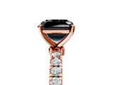 Rose gold Fancy Black Asscher Cut Diamond Solitaire Ring with Pavé Accents and Four-Prong Setting_5