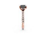 Rose gold Fancy Black Asscher Cut Diamond Solitaire Ring with Pavé Band and Four-Prong Setting_14