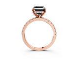 Rose gold Fancy Black Asscher Cut Diamond Solitaire Ring with Pavé Band and Four-Prong Setting_15