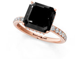 Rose gold Fancy Black Asscher Cut Diamond Solitaire Ring with Pavé Band and Hidden Halo_13