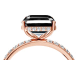 Rose gold Fancy Black Asscher Cut Diamond Solitaire Ring with Pavé Band and Hidden Halo_16