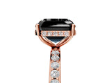 Rose gold Fancy Black Asscher Cut Diamond Solitaire Ring with Pavé Band and Hidden Halo_17