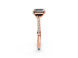 Rose gold Fancy Black Asscher Cut Diamond Solitaire Ring with Pavé Band and Prong Setting_14