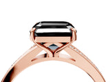 Rose gold Fancy Black Asscher Cut Diamond Solitaire Ring with Pavé Band and Prong Setting_16