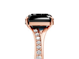 Rose gold Fancy Black Asscher Cut Diamond Solitaire Ring with Pavé Band and Prong Setting_17