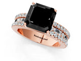 Rose gold Fancy Black Asscher Cut Diamond Solitaire Ring with Pavé and Channel Set Band_1
