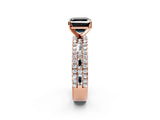 Rose gold Fancy Black Asscher Cut Diamond Solitaire Ring with Pavé and Channel Set Band_2