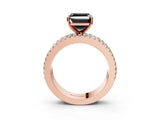 Rose gold Fancy Black Asscher Cut Diamond Solitaire Ring with Pavé and Channel Set Band_3