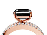 Rose gold Fancy Black Asscher Cut Diamond Solitaire Ring with Pavé and Channel Set Band_4