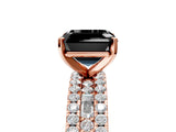 Rose gold Fancy Black Asscher Cut Diamond Solitaire Ring with Pavé and Channel Set Band_5
