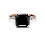 Rose gold Fancy Black Asscher Cut Diamond Solitaire Ring with Pave Band and Four Prong Setting_12