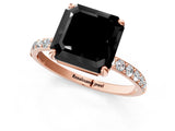 Rose gold Fancy Black Asscher Cut Diamond Solitaire Ring with Pave Band and Four Prong Setting_13
