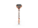 Rose gold Fancy Black Asscher Cut Diamond Solitaire Ring with Pave Band and Four Prong Setting_14