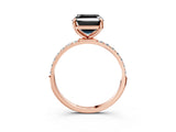 Rose gold Fancy Black Asscher Cut Diamond Solitaire Ring with Pave Band and Four Prong Setting_15