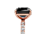 Rose gold Fancy Black Asscher Cut Diamond Solitaire Ring with Pave Band and Four Prong Setting_17