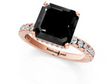 Rose gold Fancy Black Asscher Cut Diamond Solitaire Ring with Round  Pavé Band and Four-Prong Setting_37