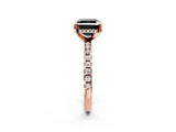 Rose gold Fancy Black Asscher Cut Diamond Solitaire Ring with Round  Pavé Band and Four-Prong Setting_38