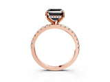 Rose gold Fancy Black Asscher Cut Diamond Solitaire Ring with Round  Pavé Band and Four-Prong Setting_39
