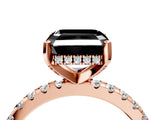 Rose gold Fancy Black Asscher Cut Diamond Solitaire Ring with Round  Pavé Band and Four-Prong Setting_40