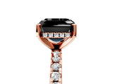 Rose gold Fancy Black Asscher Cut Diamond Solitaire Ring with Round  Pavé Band and Four-Prong Setting_41