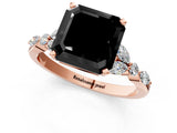 Rose gold Fancy Black Asscher Cut Diamond Solitaire Ring with Side Stones and Four-Prong Setting_13