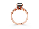 Rose gold Fancy Black Asscher Cut Diamond Solitaire Ring with Side Stones and Four-Prong Setting_15